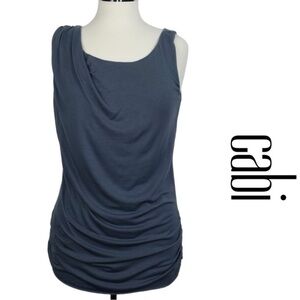 CAbi | 294 Blue Ruched Collar Lined Sleeveless Blouse | Size Small